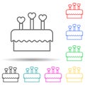 cake with candles in the form of hearts multi color style icon. Simple thin line, outline vector of valentine icons for ui and ux Royalty Free Stock Photo