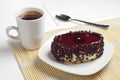 Cake with cherry jelly and coffee Royalty Free Stock Photo