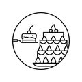 Cake cherry piece spatula food tasty in circle icon. Simple line, outline vector of bakery icons for ui and ux, website or mobile