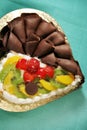 Cake with chocolate & fruit Royalty Free Stock Photo