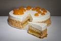 cake with coconut and mango jelly. No added sugar. Vegetarian food. A treat for adults and children.