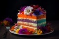 Cake colorful slice. Generate Ai