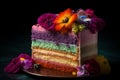 Cake colorful slice layered. Generate Ai