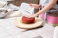 Home pastry chef teaches cooking red cake