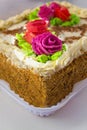 Cake with cream and roses