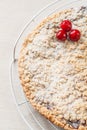 Cake with crumb and cherry, close-up Royalty Free Stock Photo