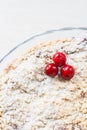 Cake with crumb and cherry, close-up Royalty Free Stock Photo