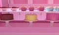 Cake and cupcake. 3d rendering