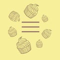 Cake and cupcakes in a flat design,