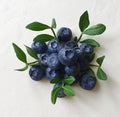 Cake with decor with blueberries and green leaves. Top view Royalty Free Stock Photo