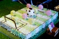 Cake decorated in a unique football style World cup football birthday