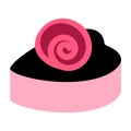 Cake delicious dessert in heart form icon vector