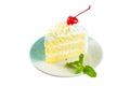 Cake delicious, vanilla cake topping with white chocolate Royalty Free Stock Photo