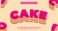 Cake dessert editable text effect for food and beverage desert pastry logo. Vector illustration Royalty Free Stock Photo