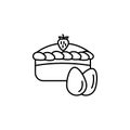 cake, dessert, food, strawberry, easter line icon on white background