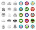 Cake and dessert mono,flat icons in set collection for design. Holiday cake vector symbol stock web illustration. Royalty Free Stock Photo