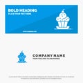 Cake, Dessert, Muffin, Sweet, Thanksgiving SOlid Icon Website Banner and Business Logo Template