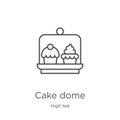 cake dome icon vector from high tea collection. Thin line cake dome outline icon vector illustration. Outline, thin line cake dome