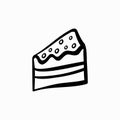 Cake doodle icon. Drawing by hand. Vector illustration. Royalty Free Stock Photo