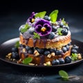 A cake with edible flowers,generative ai Royalty Free Stock Photo