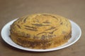 Cake with expression, the pattern on the zebra cake resembles a smiling face Royalty Free Stock Photo