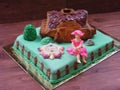 Cake farm fondant, with sugar girl, cake home