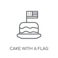 Cake with a flag linear icon. Modern outline Cake with a flag lo Royalty Free Stock Photo