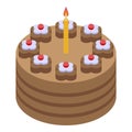 Cake flower birthday icon, isometric style Royalty Free Stock Photo