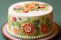 A cake with flowers Vintage cakes and desserts AI generation