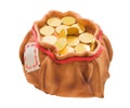 Cake in the form of a bag of gold coins Royalty Free Stock Photo