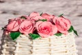 Cake in the form of a basket of roses