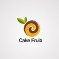 Cake fruit on brown logo vector, icon, element, and template for company