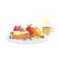 Cake, Fruit And Coffee Breakfast Food Drink Set