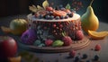 Cake with fruit. Generative AI.
