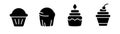 Cake glyph icon. Cupcake icon set. Dessert cake icon. Cupcake illustration. Cake glyph icons. Stock vector illustration
