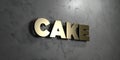 Cake - Gold sign mounted on glossy marble wall - 3D rendered royalty free stock illustration
