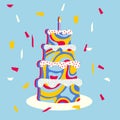 Cake, great design for any purposes. Vector holiday illustration.