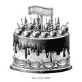 Cake hand drawing vintage clip art isolated on white background