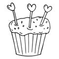 Cake with hearts. Vector doodle illustration of a sweet pie. Valentine's Day Icon Royalty Free Stock Photo
