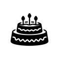 Black solid icon for Cake, bakery and candle Royalty Free Stock Photo