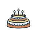 Color illustration icon for Cake, bakery and candle Royalty Free Stock Photo