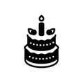 Black solid icon for Cake, birthday and dessert Royalty Free Stock Photo