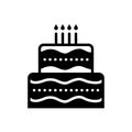Black solid icon for Cake, birthday and candle Royalty Free Stock Photo