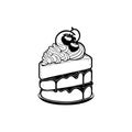 Cake Icon hand draw black thanksgiving colour logo symbol perfect