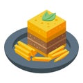 Cake icon isometric vector. Dish meal