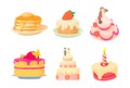 Cake icon set, cartoon style Royalty Free Stock Photo