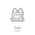 cake icon vector from high tea collection. Thin line cake outline icon vector illustration. Outline, thin line cake icon for Royalty Free Stock Photo