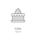 cake icon vector from high tea collection. Thin line cake outline icon vector illustration. Outline, thin line cake icon for Royalty Free Stock Photo