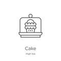 cake icon vector from high tea collection. Thin line cake outline icon vector illustration. Outline, thin line cake icon for Royalty Free Stock Photo