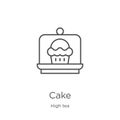 cake icon vector from high tea collection. Thin line cake outline icon vector illustration. Outline, thin line cake icon for Royalty Free Stock Photo